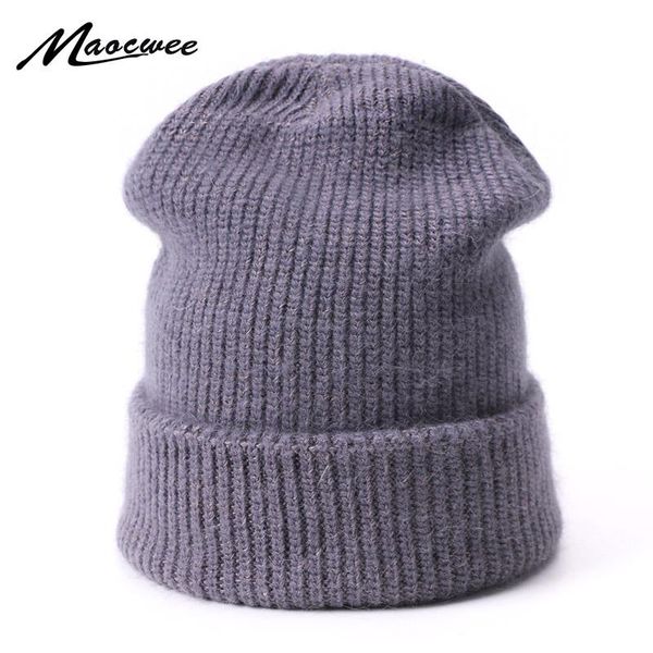 

beanies winter knitted fur skullies hat for women men solid color bonnet female beanie cap warm lady gorro ski girl hats