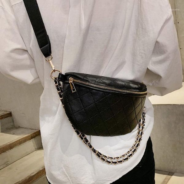 

new chain leather fanny pack pu bum bag women hip bag zipper banana bags high capacity shoulder kidney bags luxury fanny pack1