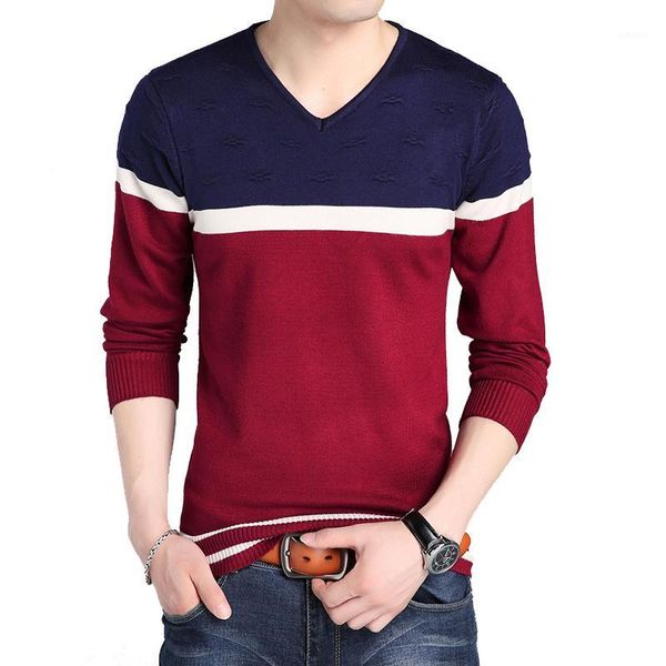 

browon men brand sweater autumn v-necked young men's sweaters men winter sweater striped knitted bottom1, White;black
