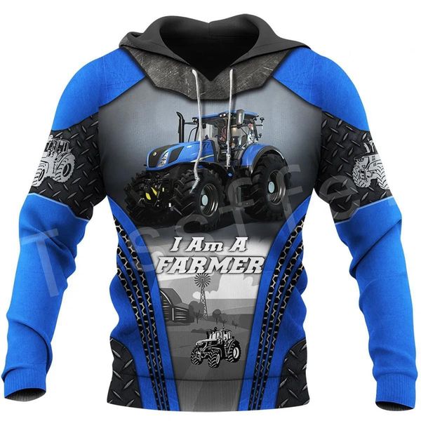 

worker farmer tractor instrument funny newfashion long sleeves 3dprint zipper hoodies sweatshirts jacket men women a-3, Black