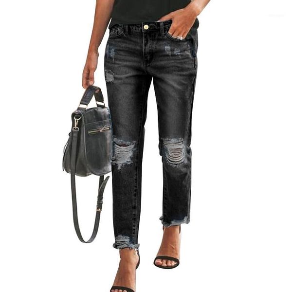 

2020 plus size black ripped slim fit washed jeans pantalones vaqueros mujer high waist woman pants kobieta spodnie s-2xl1, Blue