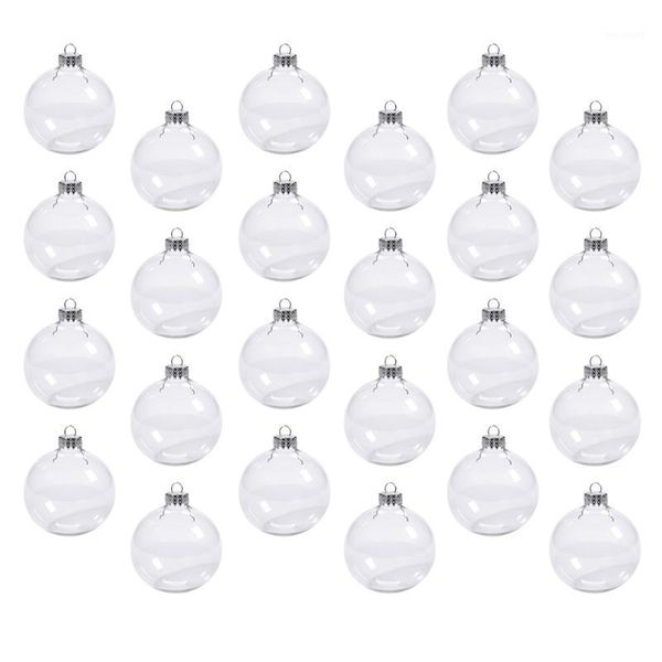 Noel dekorasyonları 24 adet açık plastik top akrilik şeffaf bauble kolye diy zanaat 8cm1