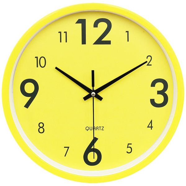 

wall clocks minimalist silent clock kids room simple vogue quartz yellow round bedroom zegar scienny home watches ab50wc