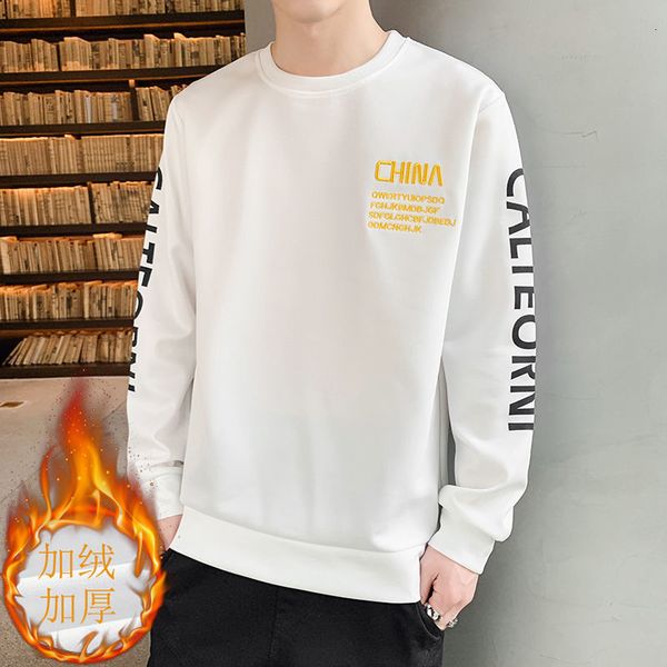 

male 2021 new stuffed autumn/winter back shirt around neck loose youth fashion long sleeves 1 lu45, Black