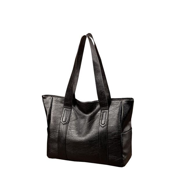 

women's shoulder bag 2021 simple style large capacity bucket purse vintage luxury black tote versatile handbag bolso mujer