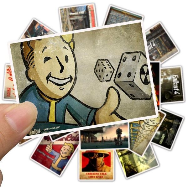 

25 pcs fallout 3 4 game sticker for luggage skateboard phone lapmoto bicycle wall guitar waterproof pvc stickers bbyqyb packing2010