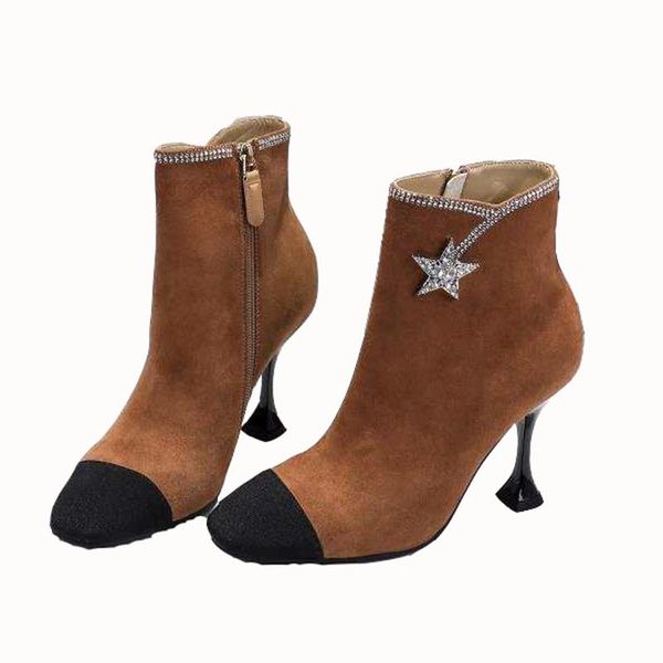 

boots ins ladies ankle star crystal women high heels party shoes woman, Black