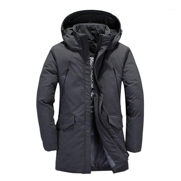 

down coat male winter 5xl long trench duck down jacket parkas gray duck windproof coat with hoodes outwear solid jacket1, Black