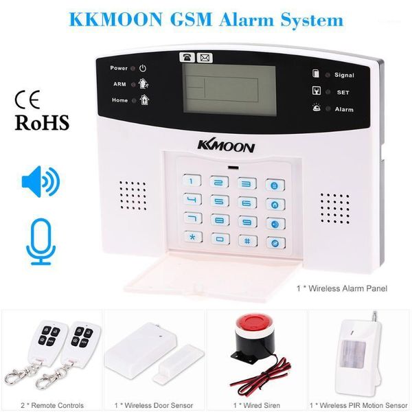 

alarm systems remote control voice prompt wireless door sensor security home gsm lcd display wired siren kit 7 zone1