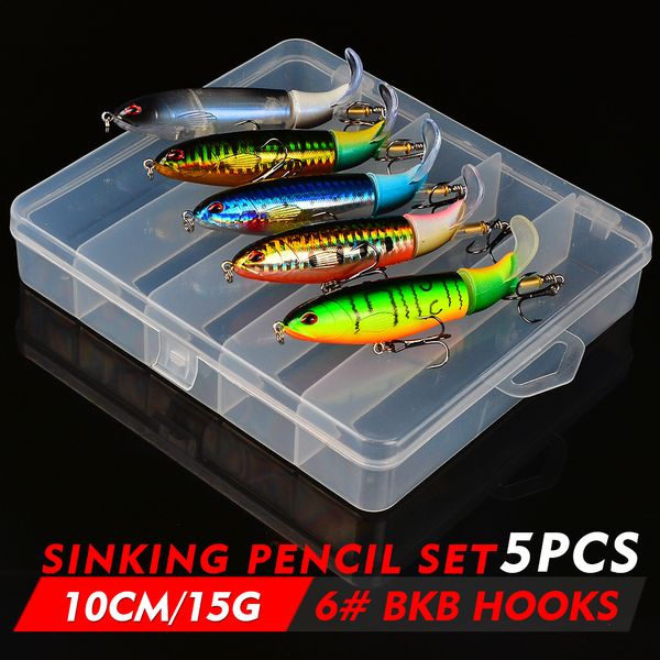 5 stück Whopper Plopper Angelköder Set 15g 36g Topwater Popper Köder Rotierende Schwanz Künstliche Wobblers Angelgerät 201103