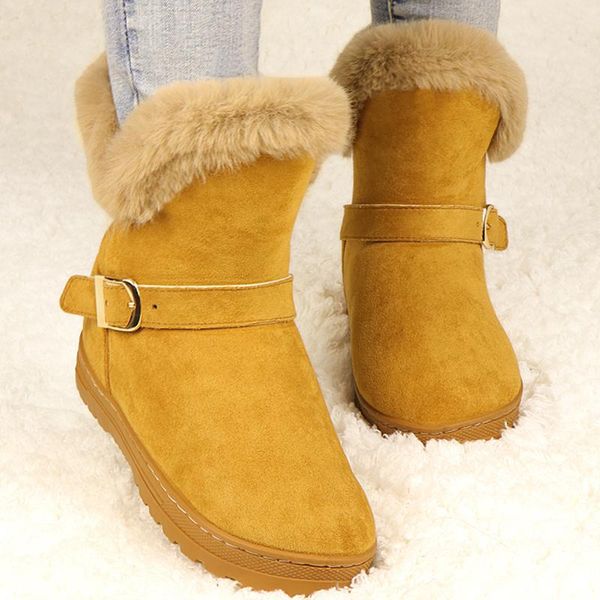 

winter snow boots women ankle boots ladies shoes women booties plush buckle femmes bottes black flock buty damskie