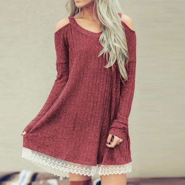 

2019 осенью и fashionshoulder кружева шить платье платье зимнего женской одежды зимней женскую одежду 67jrh, Black;gray