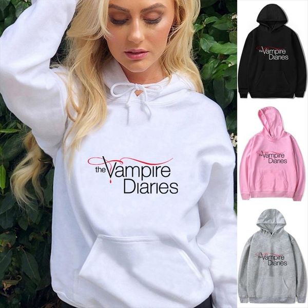 

tv the vampire diaries hoodie boys girls long sleeve new men women sweatshirts teens couple cotton pullover sportswear, Black