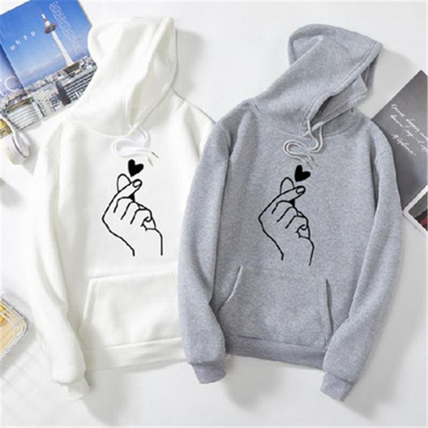 

matching man heart pattern hoodies designer new thick fleece long sleeve hooded sweater fashion trend male autumn loose casual couples, Black