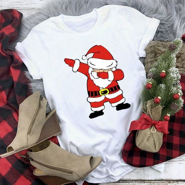 

2020 funny dance santa print woman tshirts white casual harajuku femme short sleeve kawaii clothes
