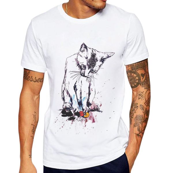 

новые мужские cat печатается с коротким рукавом o шеи mans высокого качества верхняя одежда для camisetas hombre спорта толстовка с капюшоно