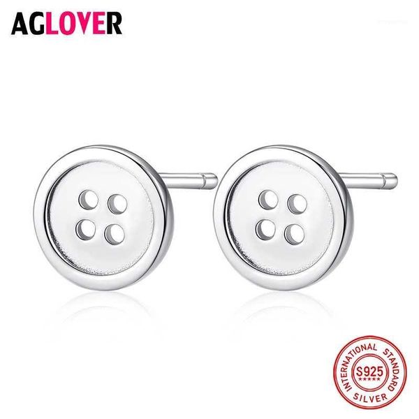 

100% genuine 925 sterling silver stud earrings simple round buttons small earrings women platinum jewelry christmas gifts1, Golden;silver