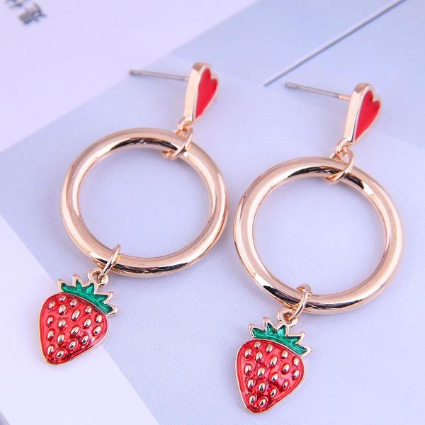 

dangle & chandelier fruit strawberry earring women lovely girl simulation red for fine jewelry accessories, Silver