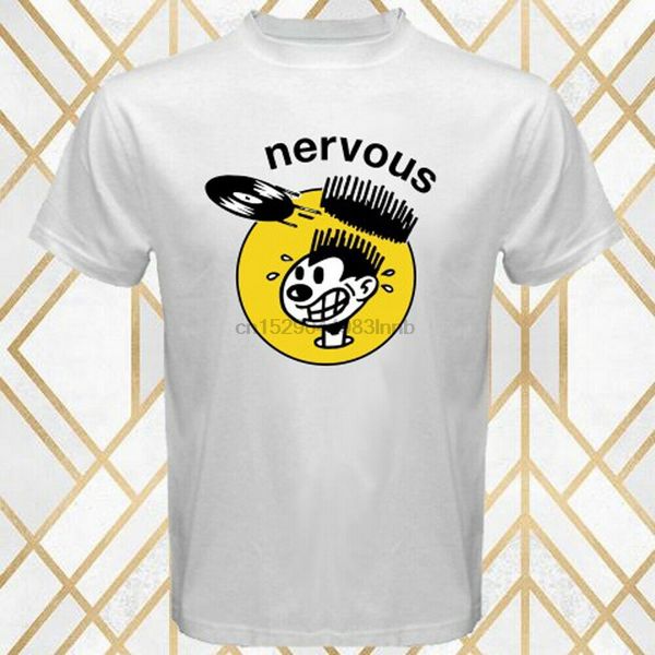 

nervous records music production house logo mens white t-shirt size s - 3xl fashion tee shirt sport hooded sweatshirt hoodie