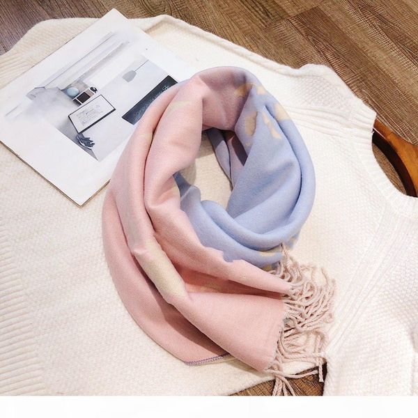 

winter gradient fashion silk scarf new arrival man womens shawl scarf 3 style letters scarves size 60-190cm quality, Blue;gray