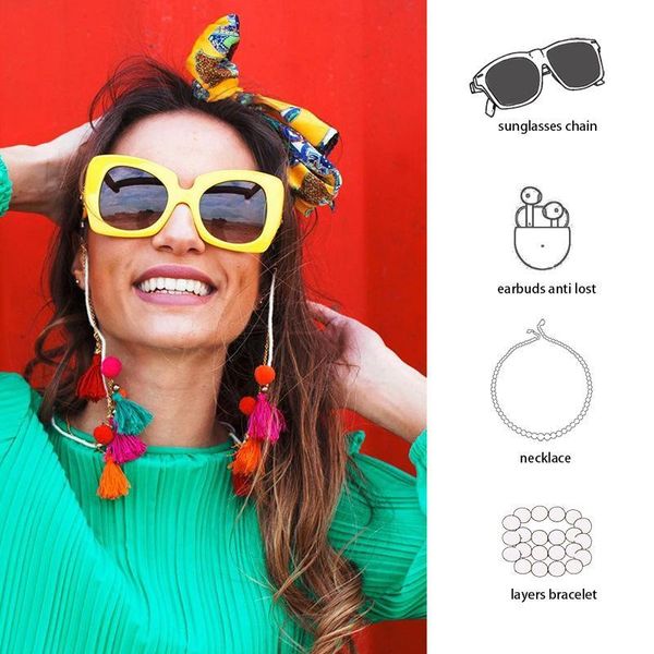 

2020 ethnic pompon ball charm tassel eyeglass sunglasses reading glasses chain lanyards eyewears cord holder neck strap rope h jllzcf