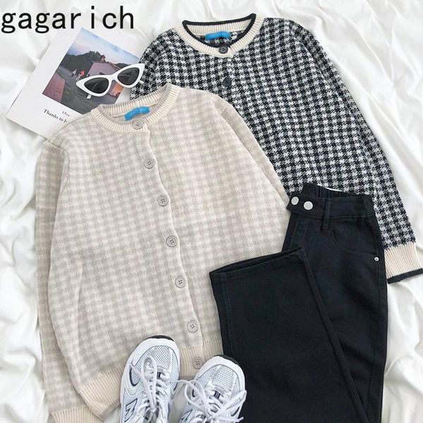 

gagarich women sweater autumn winter gentle girl o-neck buckled body slim knitted cardigans warm fashion sueter mujer1, White