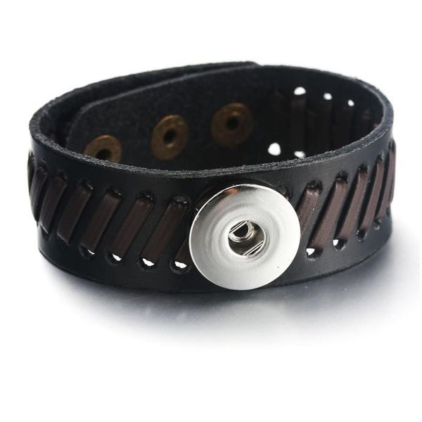 

woven leather snap bracelet/bangle leather rope bracelet fit 18mm snap button snap jewelry 9254 woven bbyblh, Golden;silver