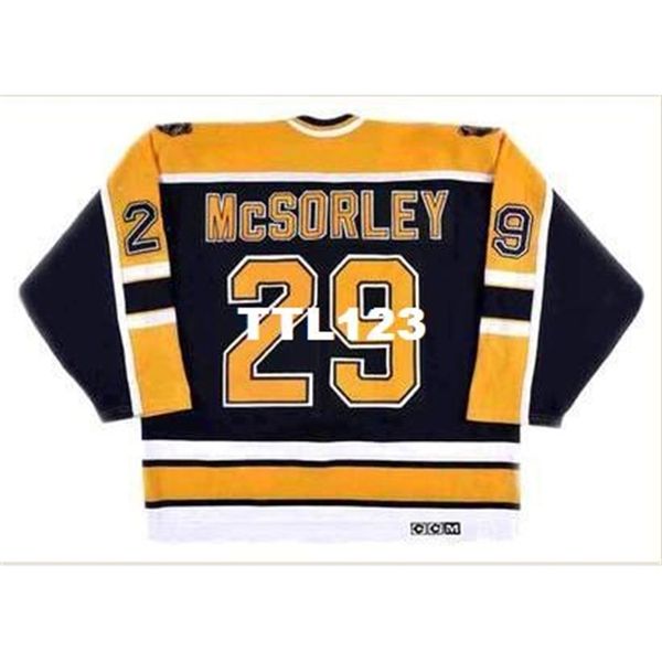 

mens #29 marty mcsorley boston bruins 1999 ccm vintage away hockey jersey or custom any name or number retro jersey, Black