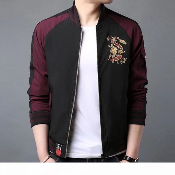 

us size dragon embroidery jacket men streetwear japan style jacket vintage baseball coat bomber jackets male dg146, Black;brown