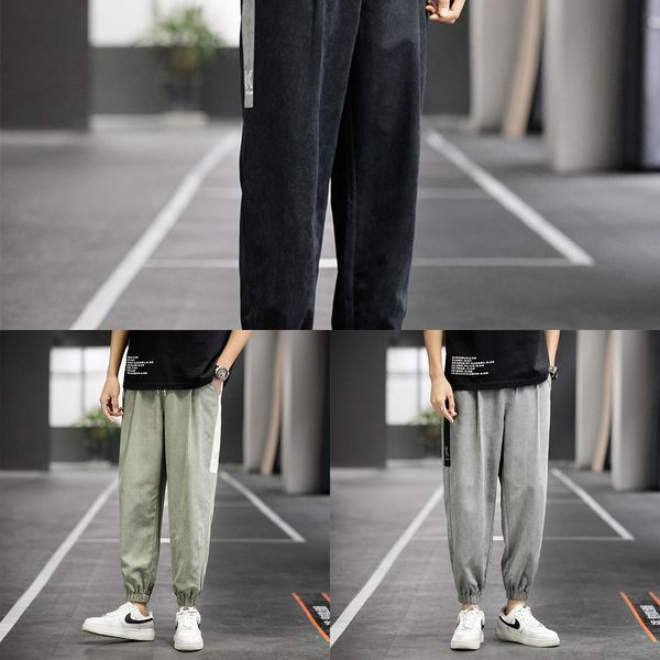 

8ci0e мужская весна лето работа мода брюки брюки и брюки корейской одежды универсальный модный бренд одежды корсет ослабнуть капри m3jvx, Blue