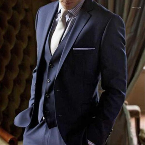 

custom made groom tuxedos notch lapel men blazer navy blue two button men suit for wedding 3pieces(jacket+pants+vest+tie)1, White;black