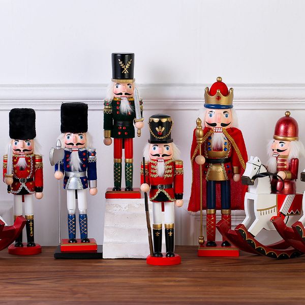 

handcraft puppet wooden christmas nutcracker soldier doll gift figures brain hazelnut home office party ornament xmas tree decor 1007