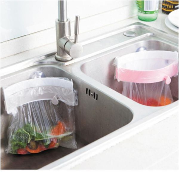 

kitchen foldable garbage bag holder trash storage rack household creative suction cup arc sink hold garbage bag holder o bbydsl