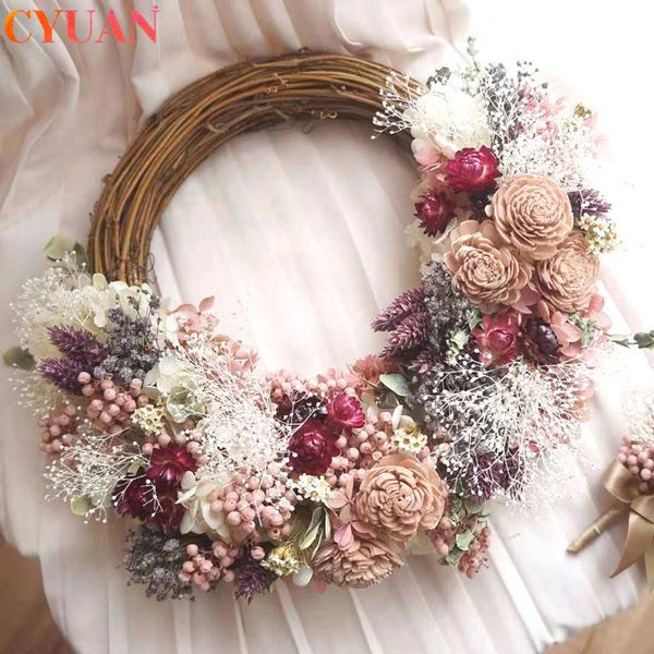 

flowers wreath artificial 10/15/20/25/30cm garland dried rattan flower frame for christmas home decor diy floral wedding wreaths