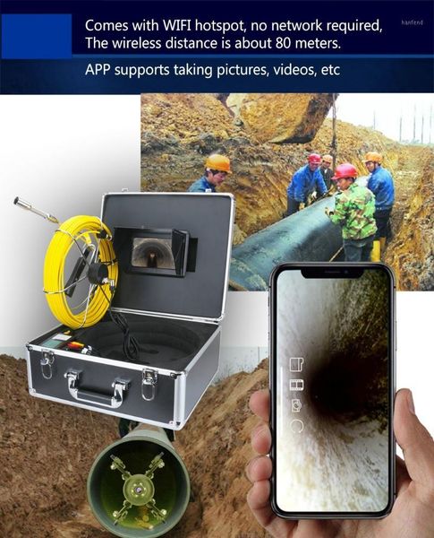

cameras 20m/30m/50m/7inch hd1080p drain sewer pipeline industrial endoscope pipe inspection videocamera with dvr recording/ wifi wirless1