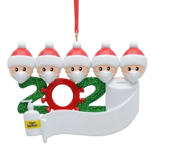 

2020 mask christmas tree decoration key chain santa claus with mask hanging ornament toilet paper accessories xmas ornament