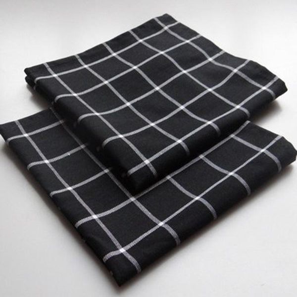 

table napkin ins style black plaid cotton dish towel cleaning cloth printed durable pano de prato 46x46cm1
