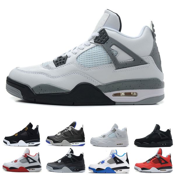 

new 4 4s basketball shoes men 4s pure money royalty white cement premium black cat bred fire red mot nakeskins sneaker