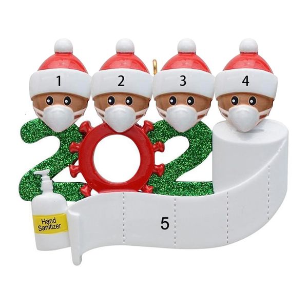 

2020 quarantine christmas birthdays party decoration resin gift dark skin family of 1.2.3.4.5.6.7 ornament pandemic soci