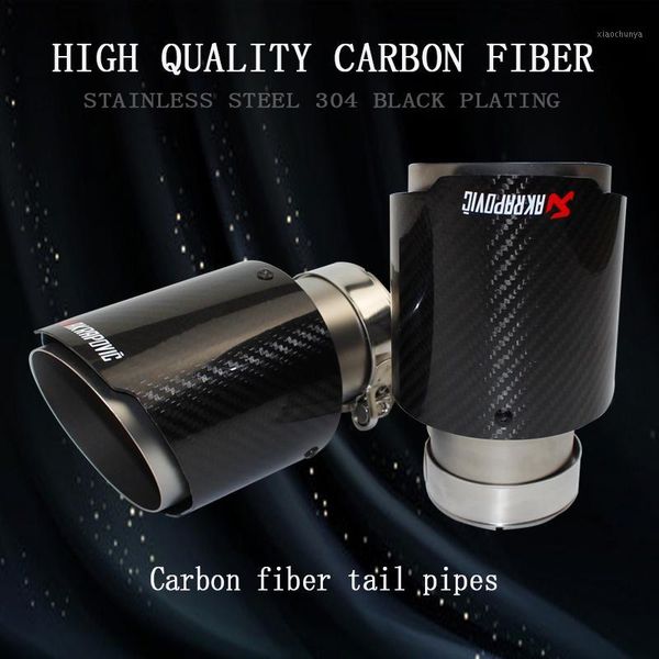 

1pcs car 304 stainless steel atomization and bright-faced carbon fiber tailpipe muffler tailpipe straight edge1