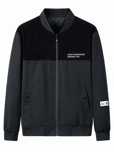 

men slogan graphic letter patched detail slant pockets bomber jacket h3vm#, Black;brown