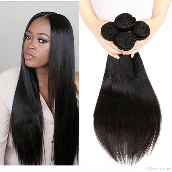 

cosy brazilian straight human hair wefts 5 bundles brazilian virgin human soft straight hair unprocessed indian remy human hair, Black