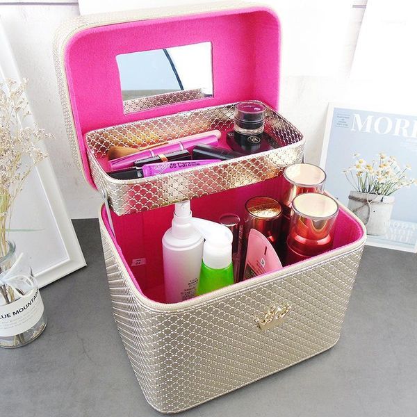 

cosmetic bags & cases double large capacity bag portable travel waterproof makeup case carry on luggage make up fashion makeup1