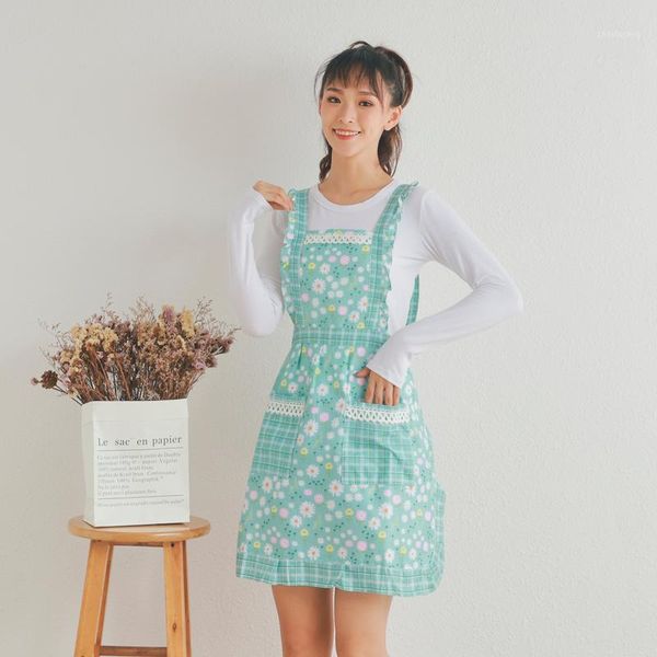 

floral hipster apron household kitchen fashion women's cute waterproof and oil-proof skirt shoulder strap1