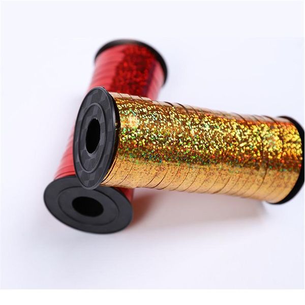 

5mm 100 yards gold curling balloons ribbons laser ribbon for birthday party decoration gifts box diy packing foil satin bbycbr