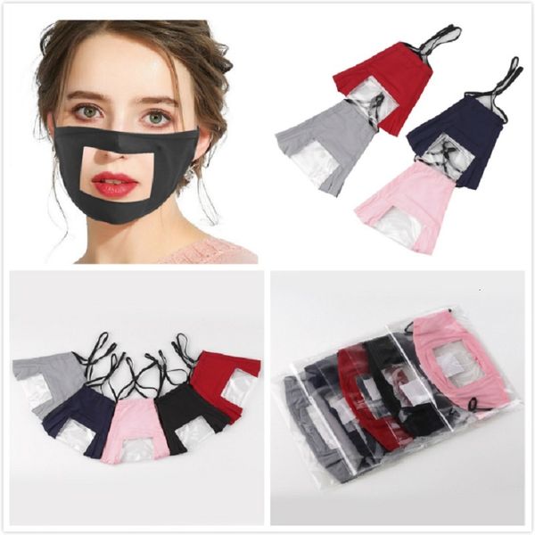

5 colors mute face mask clear mouth window dustproof mask for deaf lip reading mouth mask washable with adjustable ear loops