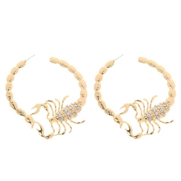 

huggie scorpion stripe crystal bamboo hoop hip hop gold circle ear earrings, Silver