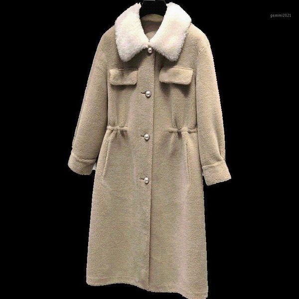 

wool female real jacket fur autumn winter coat women clothes 2020 korean vintage sheep shearling long abrigo mujer1, Black