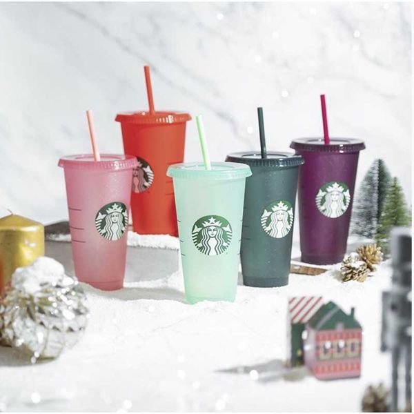 

flashreusable starbucks cup color changing tumbler with lid plastic oz summer collection glitter cold cup5h6x