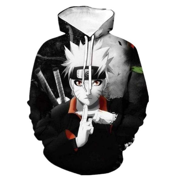 

anime sasuke kakashi men women hoodies 3d print hooded pullovers casual tracksuits sweatshirts fashion teens streetwear, Black